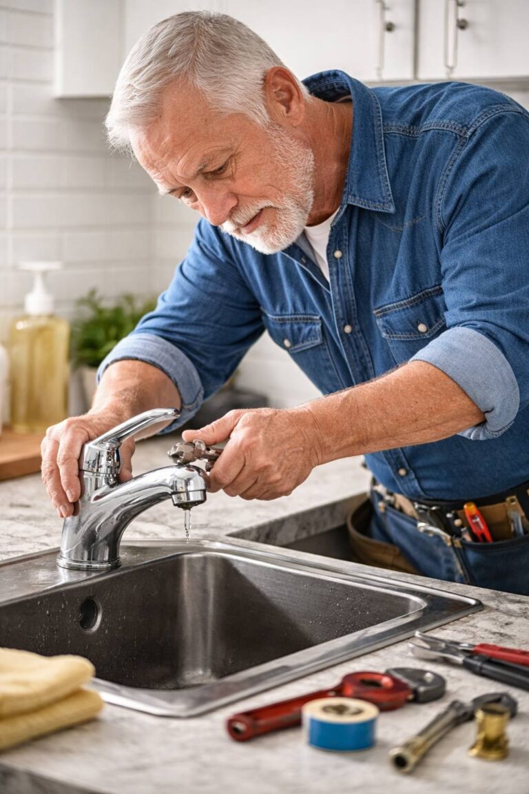 handyman fixing faucet