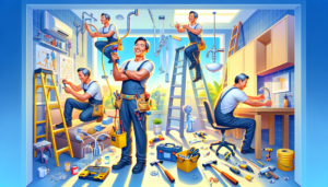 A handyman working with tools and equipment.